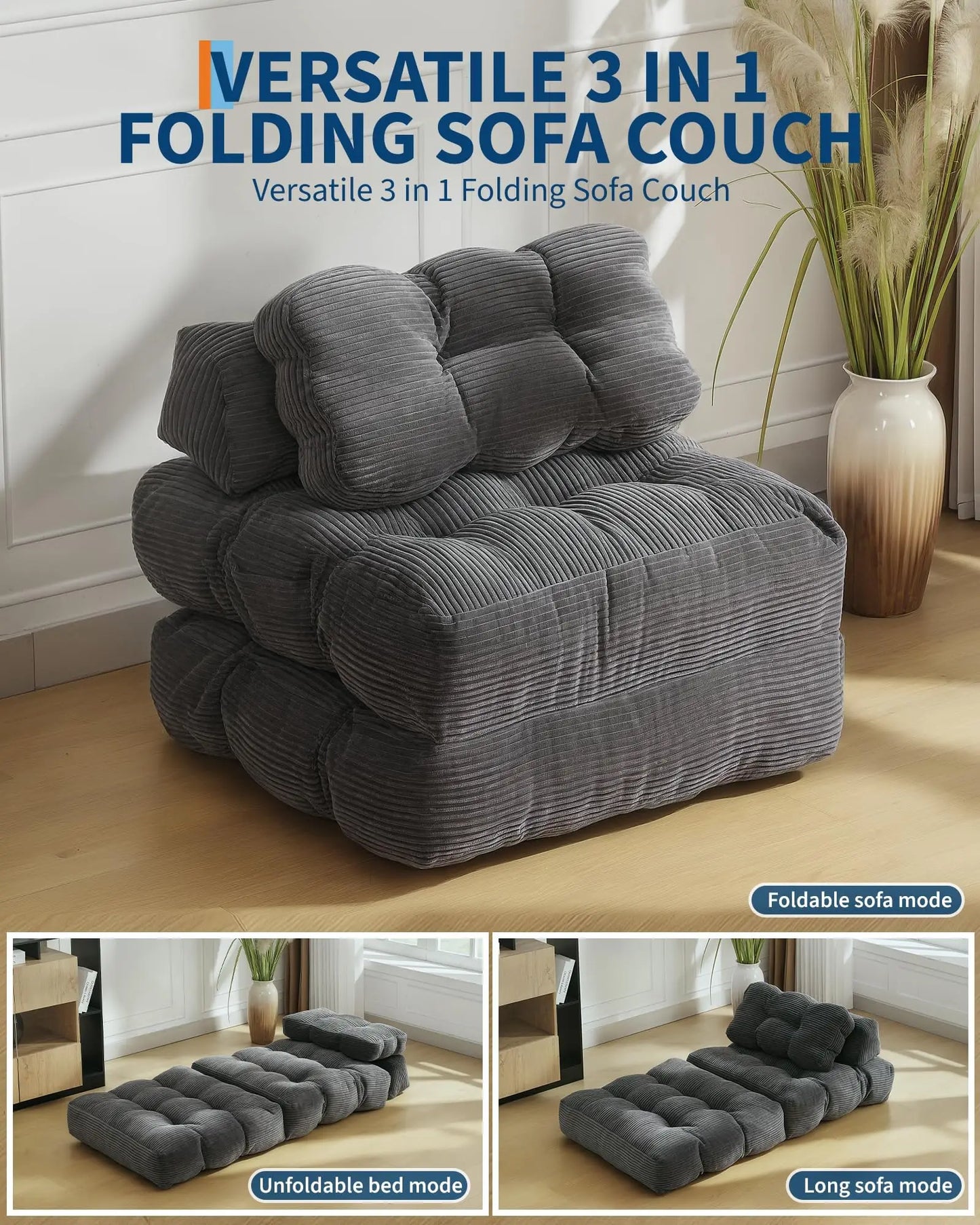HiMISS Folding Sofa Bed With Pillow Convertible Sleeper Chair