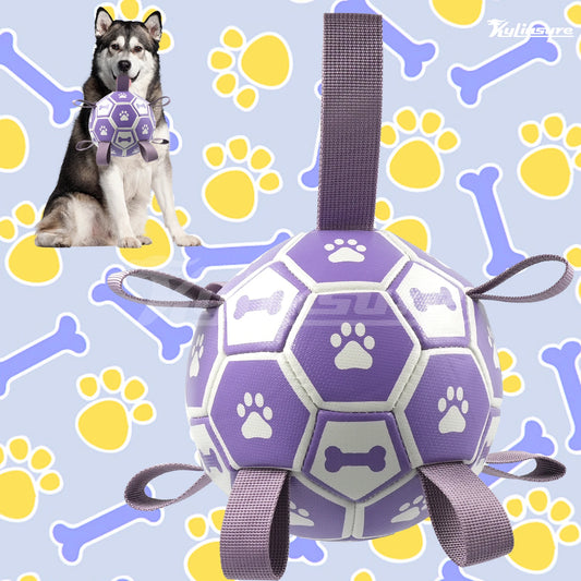 Dog Soccer Ball Toy With UltraDurable Straps For Tug
