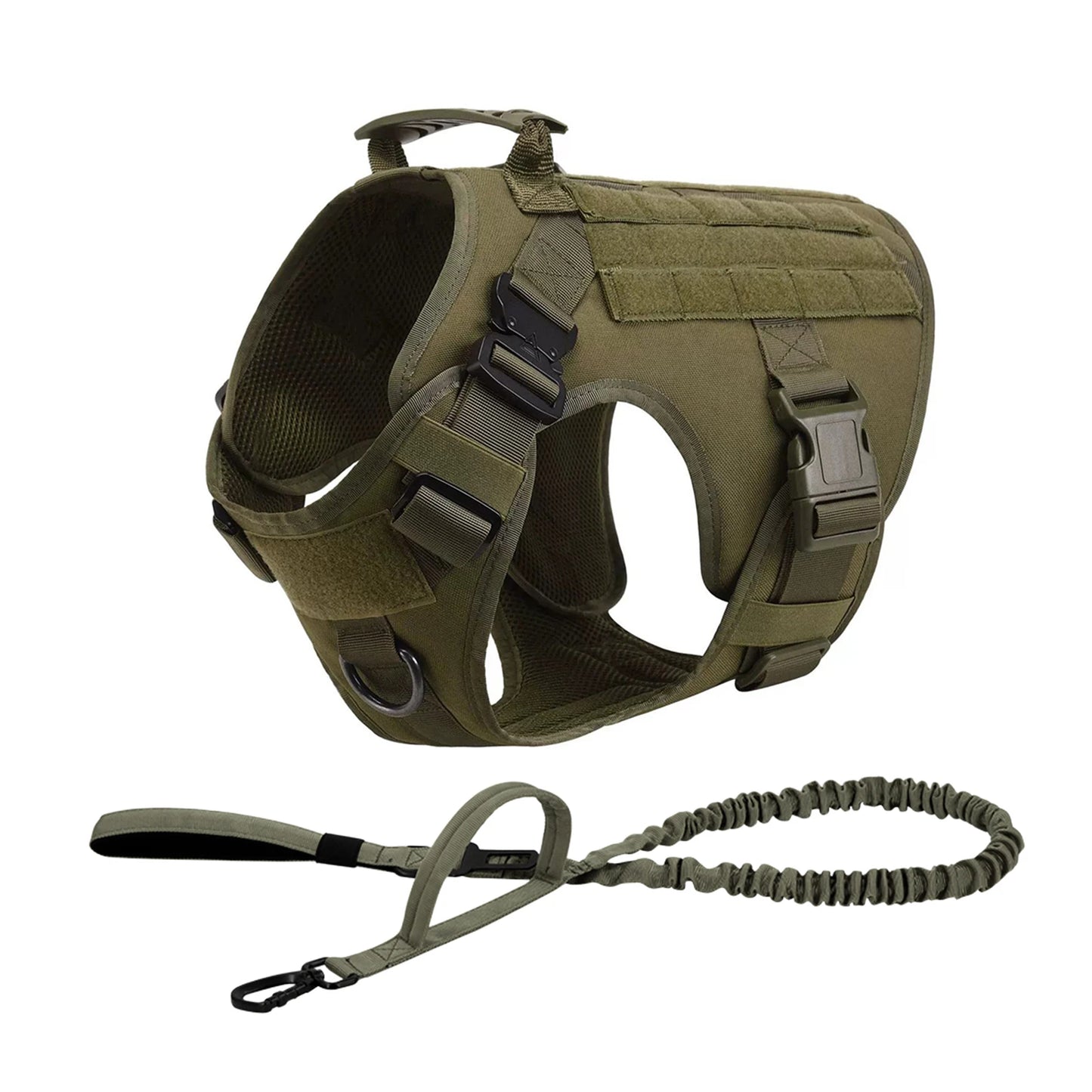 Nylon Tactical Dog Harness With Molle Pouches For Training And Walking