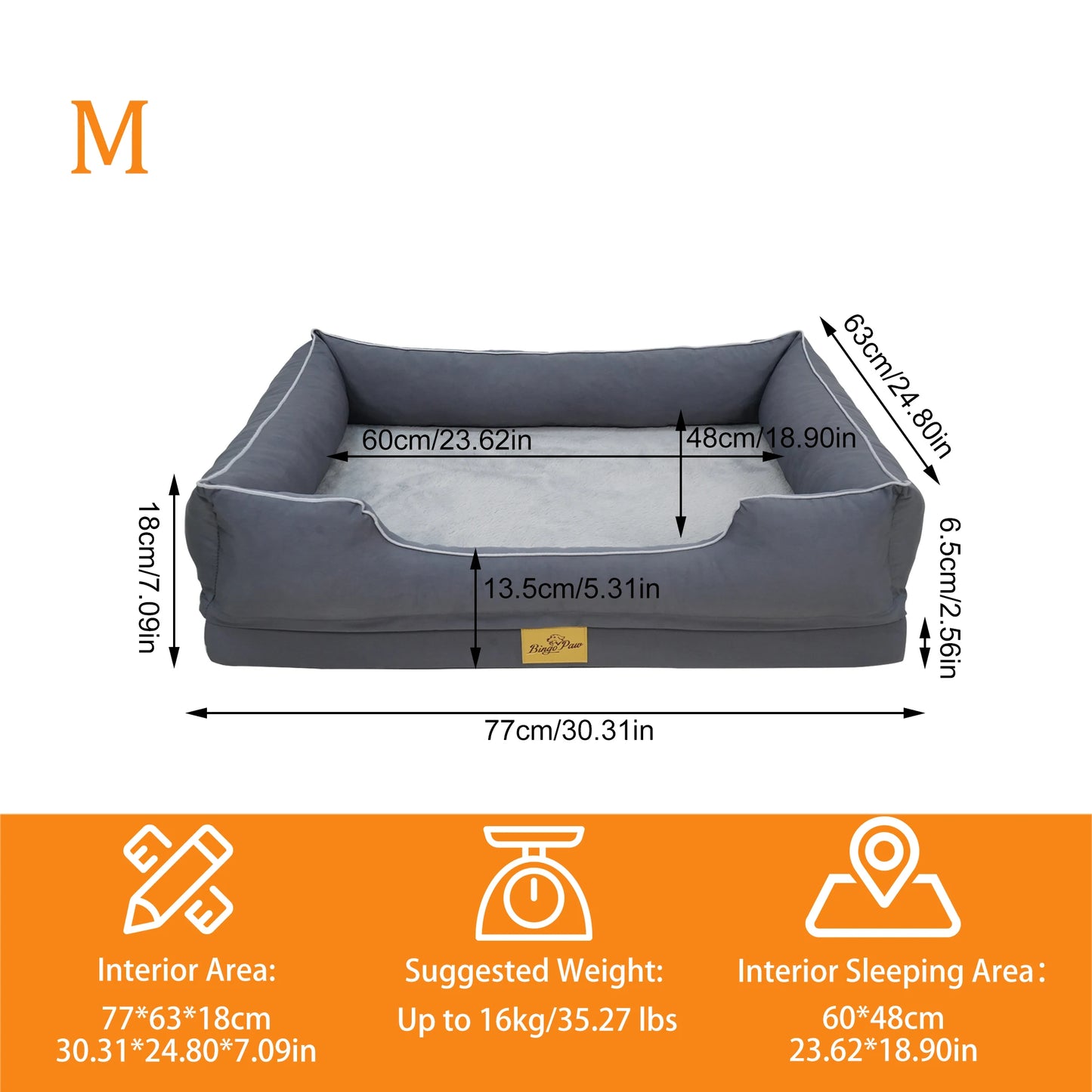 BINGOPAW Orthopedic Dog Bed With Foam Base And Waterproof Lining