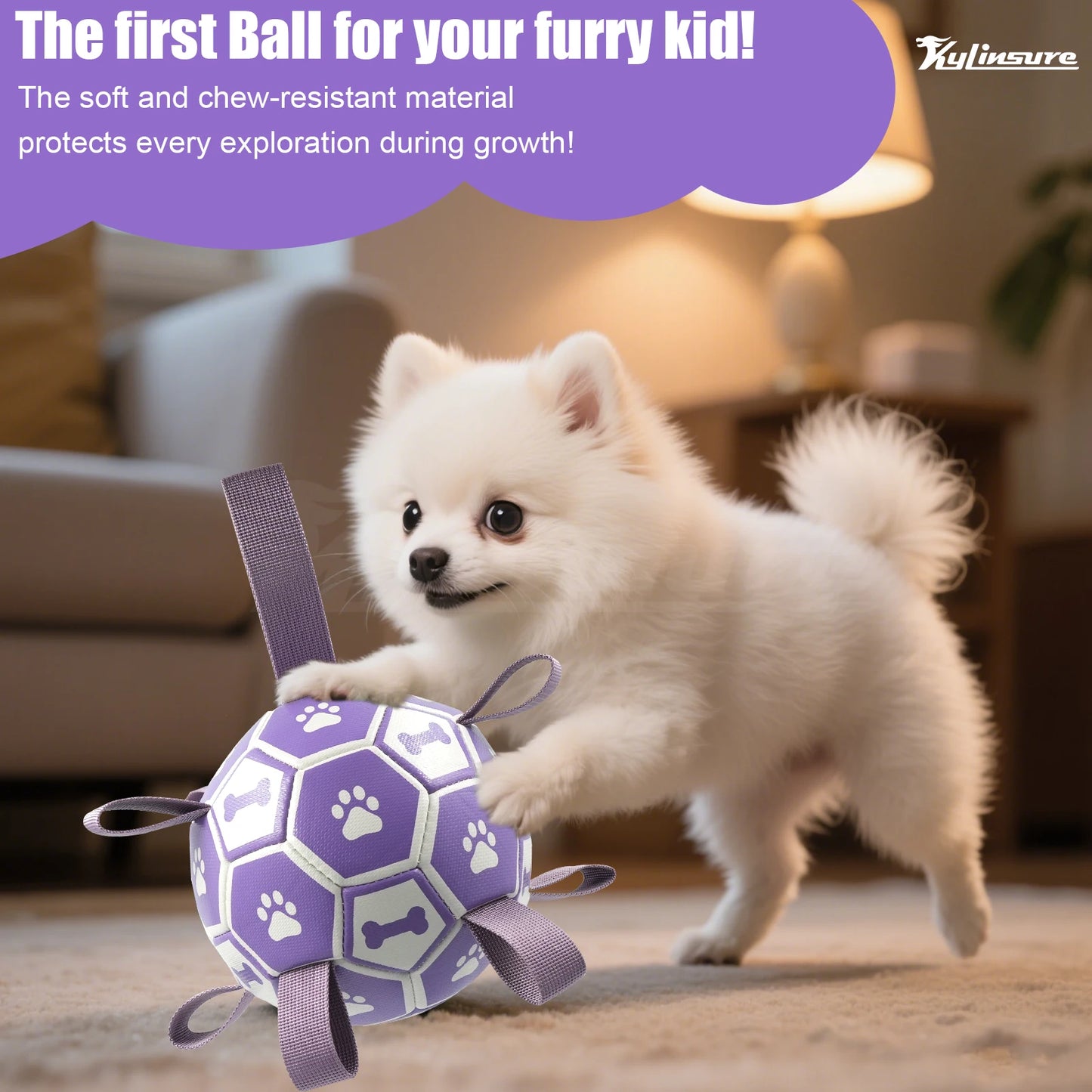 Dog Soccer Ball Toy With UltraDurable Straps For Tug