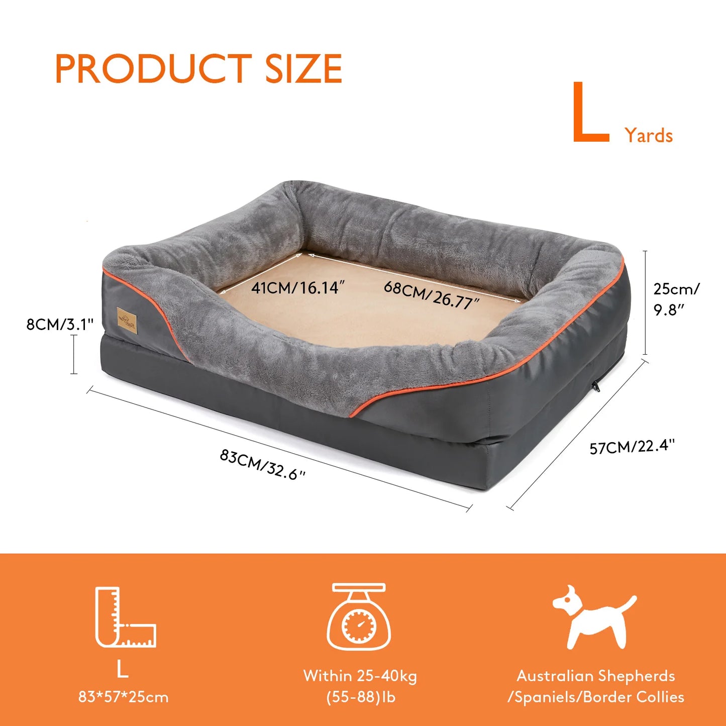 Bingopaw Orthopedic Memory Foam Dog Bed Bolstered Sofa Waterproof