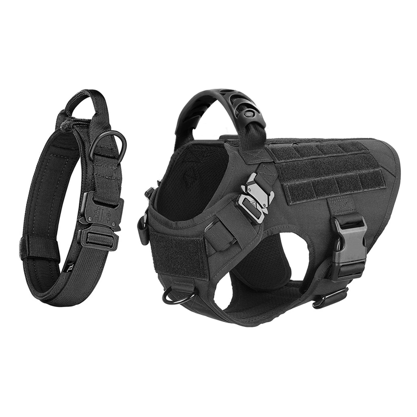 Dog Harness And Collar Set Adjustable Tactical Vest And Collar