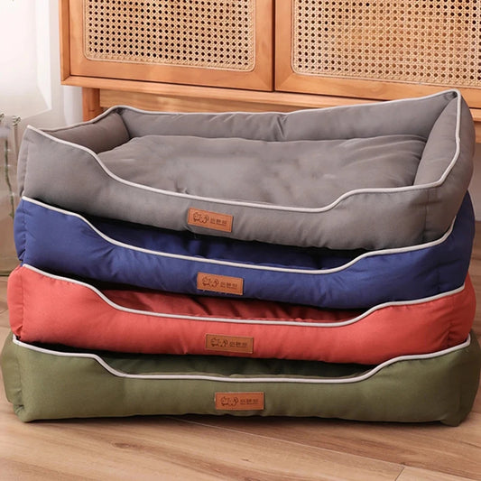 Square Four Season Large Dog Bed Waterproof Sofa Style Bite Resistant