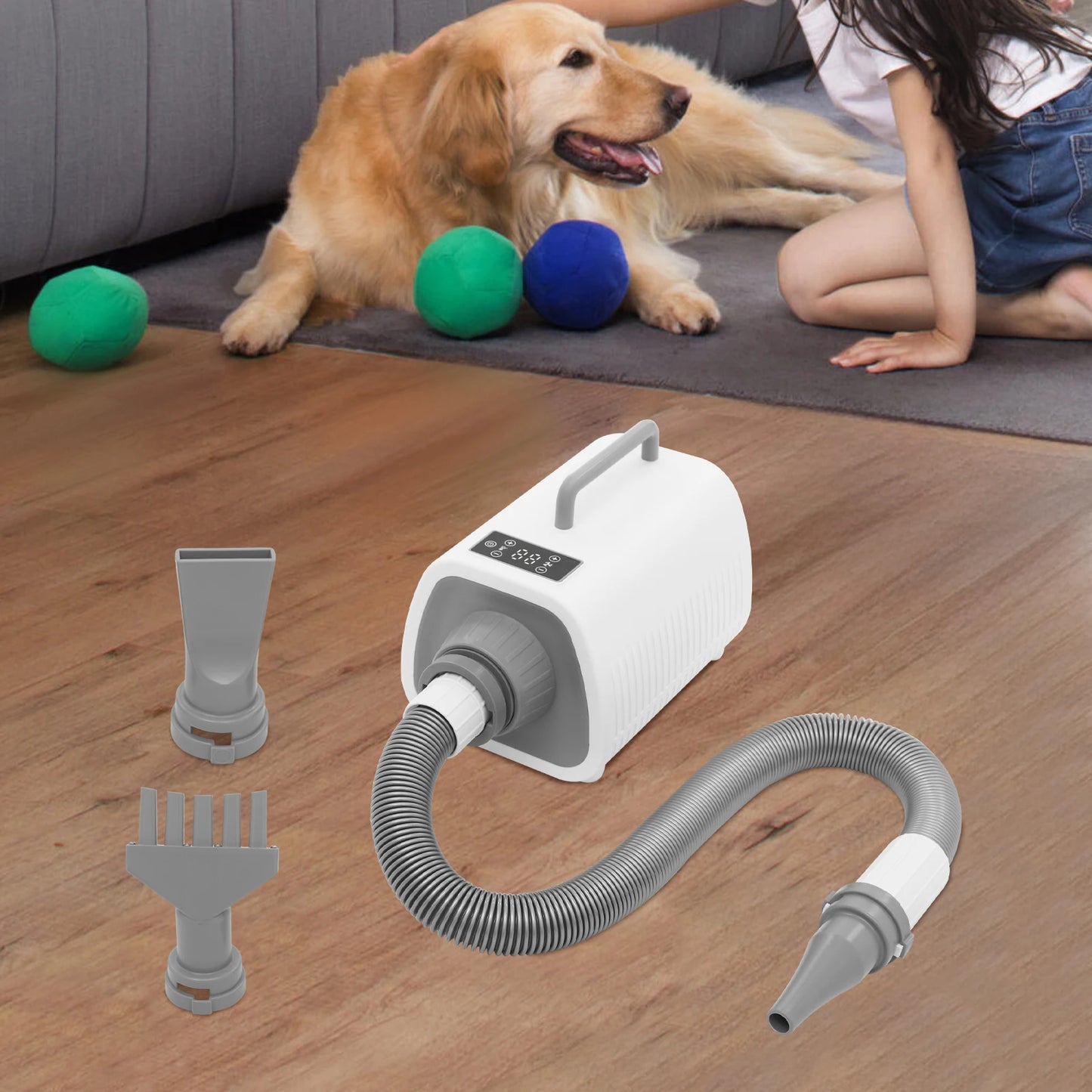 Pet Dog Hair Dryer With Adjustable Temperature 9 Speeds