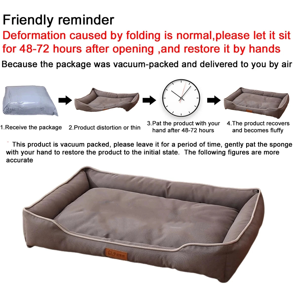 Square Four Season Large Dog Bed Waterproof Sofa Style Bite Resistant