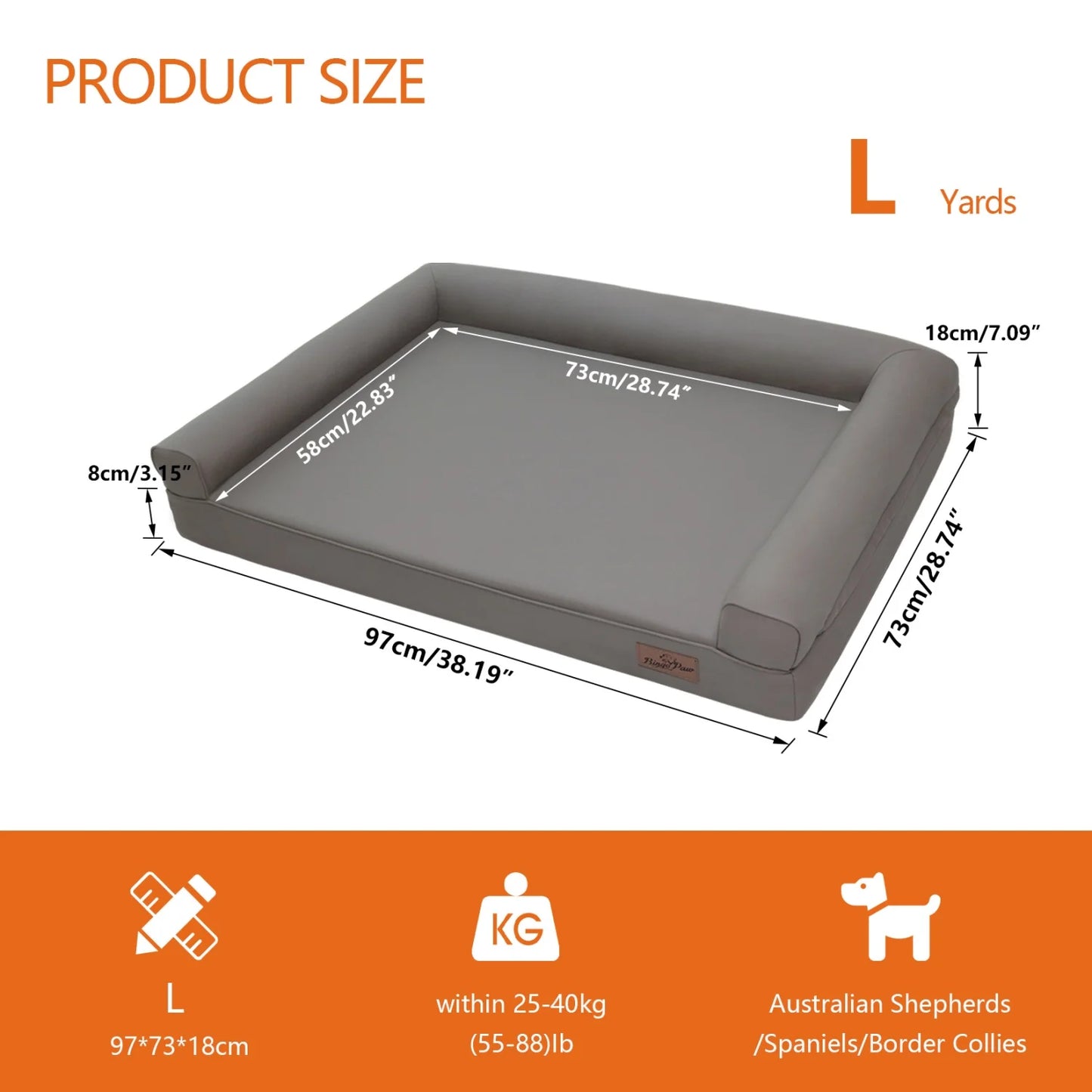 BINGOPAW Indoor Orthopedic Dog Bed With Supportive Bolster Leather Cover