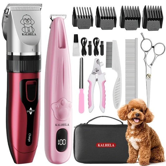 Dog Grooming Clippers Kit With Low Noise Trimmer And Tools