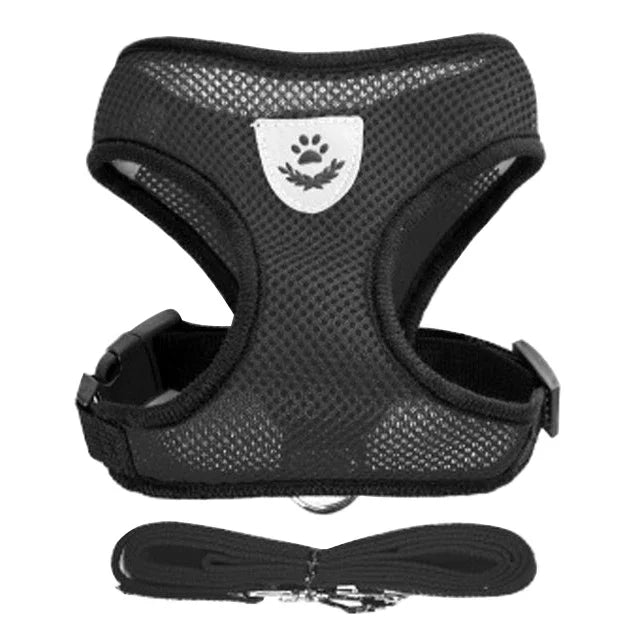 Cat Adjustable Mesh Harness Vest With Leash For Small Pets