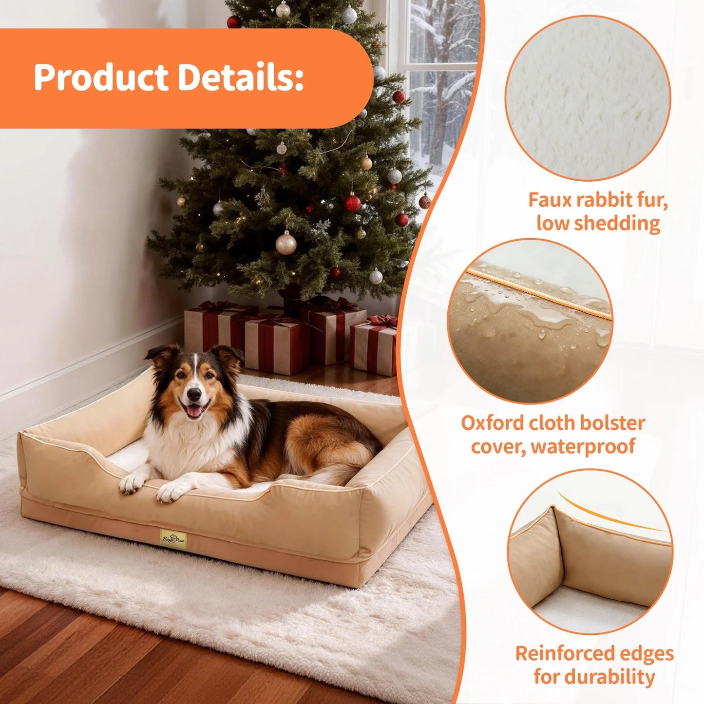 BINGOPAW Orthopedic Dog Bed With Foam Base And Waterproof Lining