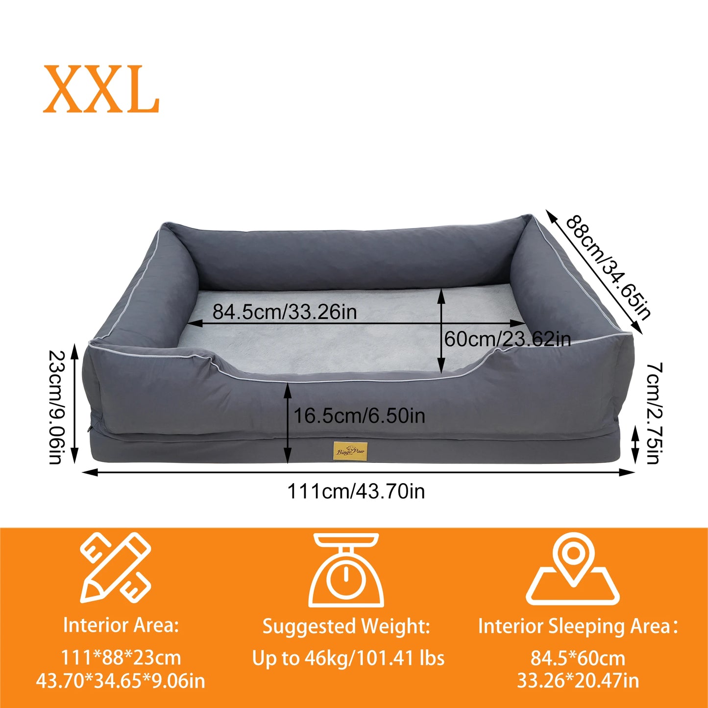BINGOPAW Orthopedic Dog Bed With Foam Base And Waterproof Lining