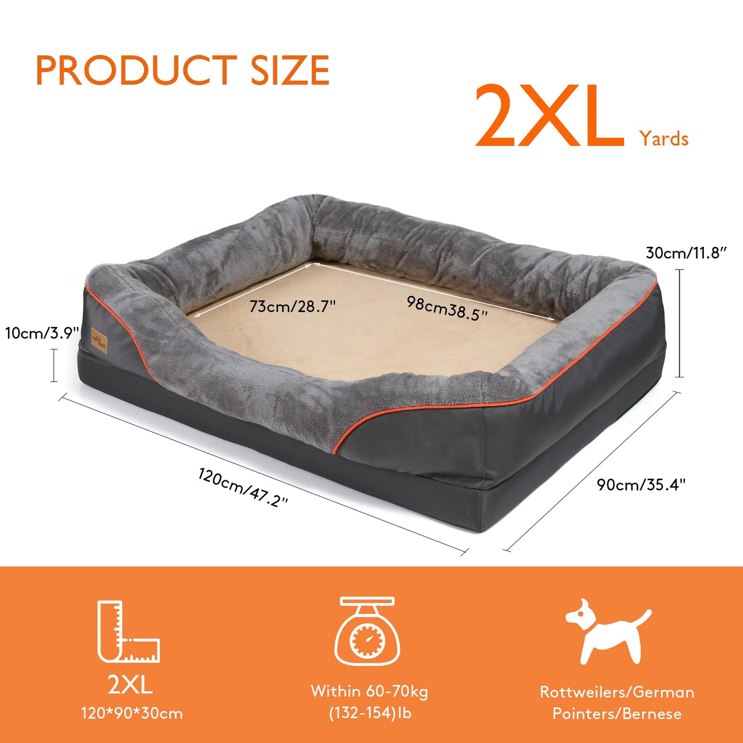 Bingopaw Orthopedic Memory Foam Dog Bed Bolstered Sofa Waterproof