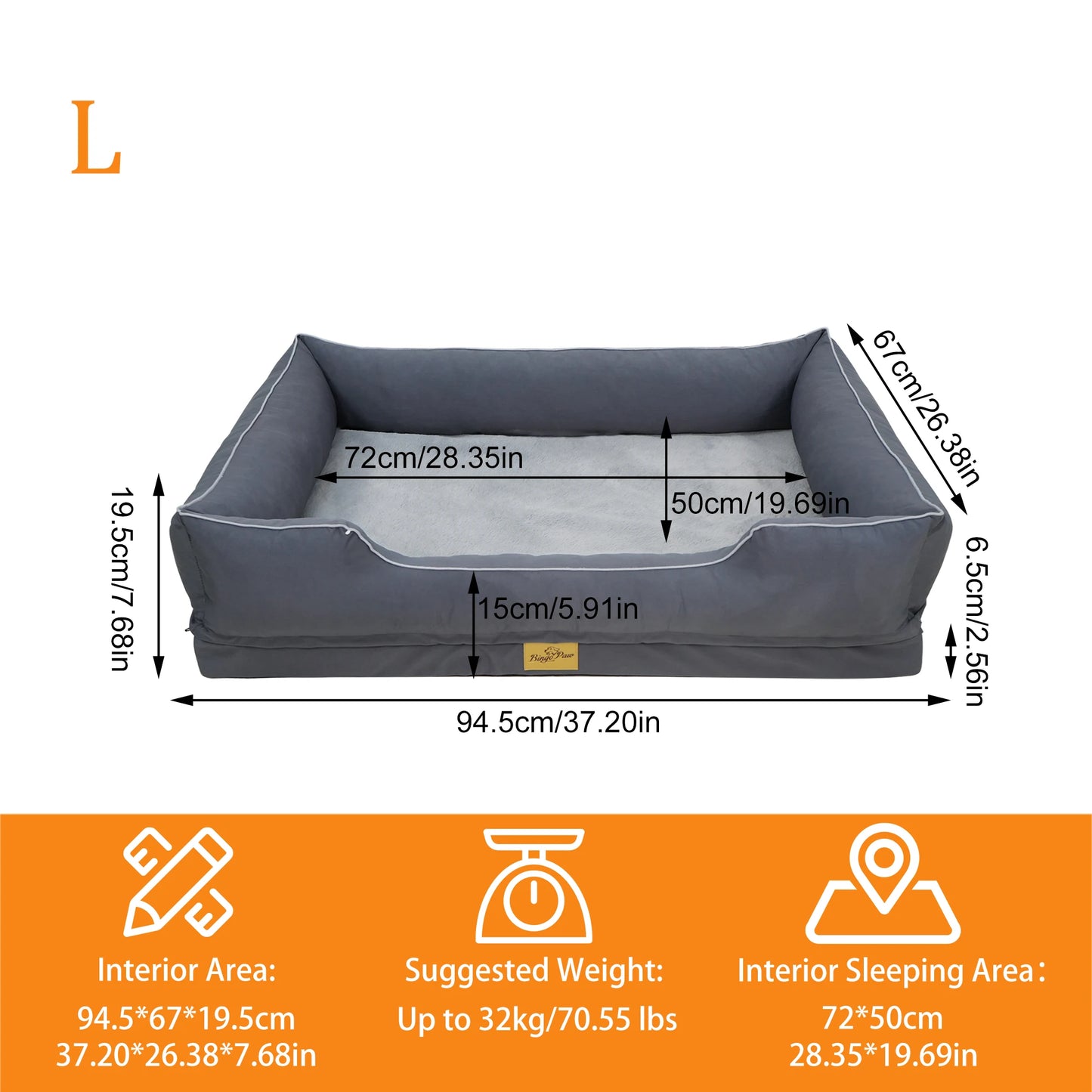BINGOPAW Orthopedic Dog Bed With Foam Base And Waterproof Lining