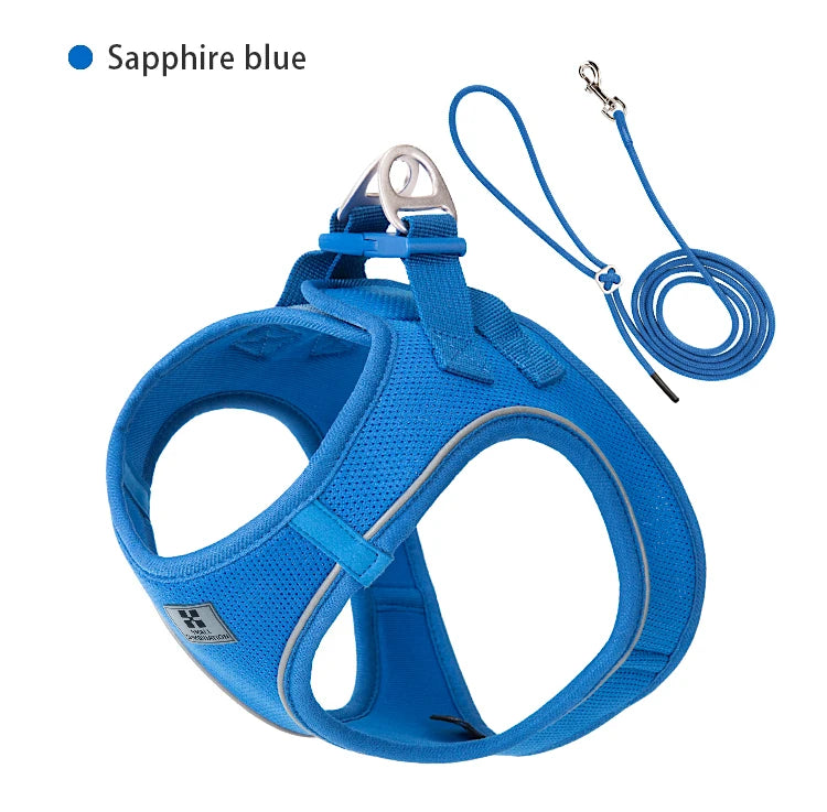 Dog Harness Leash Set Reflective Adjustable For Small Medium Dogs