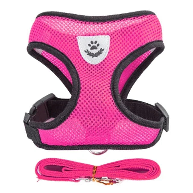 Cat Adjustable Mesh Harness Vest With Leash For Small Pets