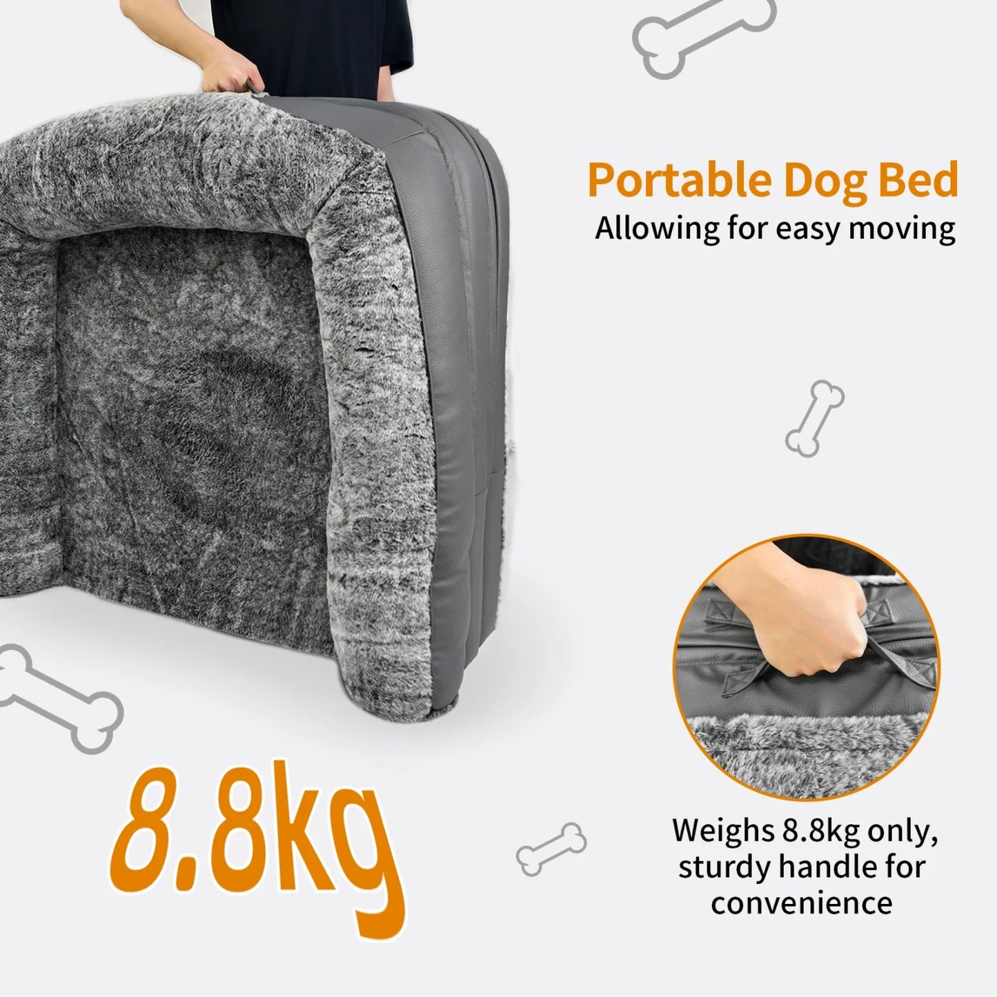 BINGOPAW Foldable Orthopedic Dog Bed With Plush Cushion Bolster