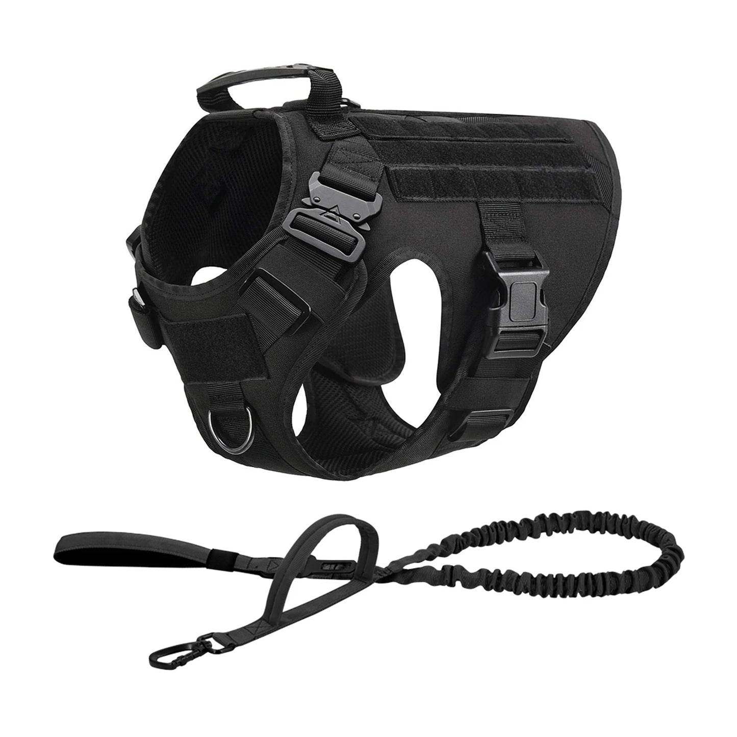 Nylon Tactical Dog Harness With Molle Pouches For Training And Walking