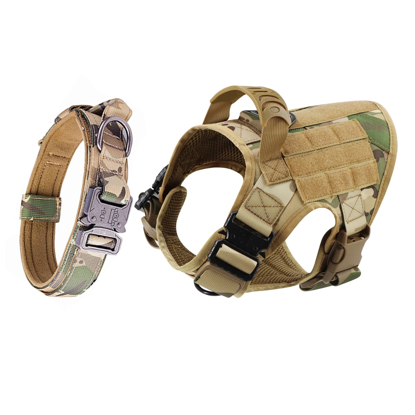 Dog Harness And Collar Set Adjustable Tactical Vest And Collar