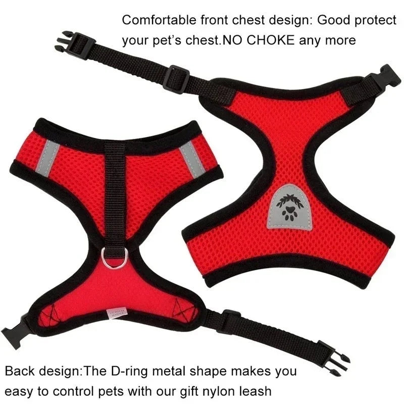Cat Adjustable Mesh Harness Vest With Leash For Small Pets