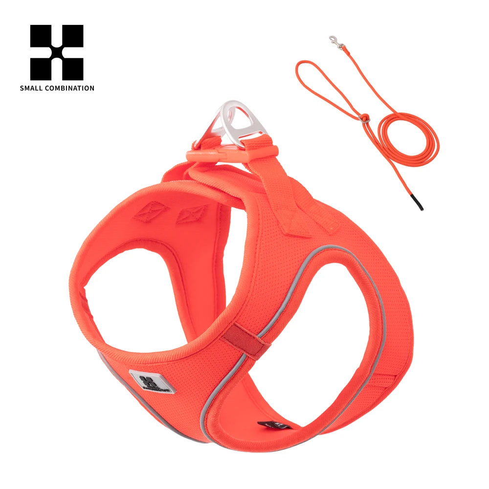 Dog Harness Leash Set Reflective Adjustable For Small Medium Dogs