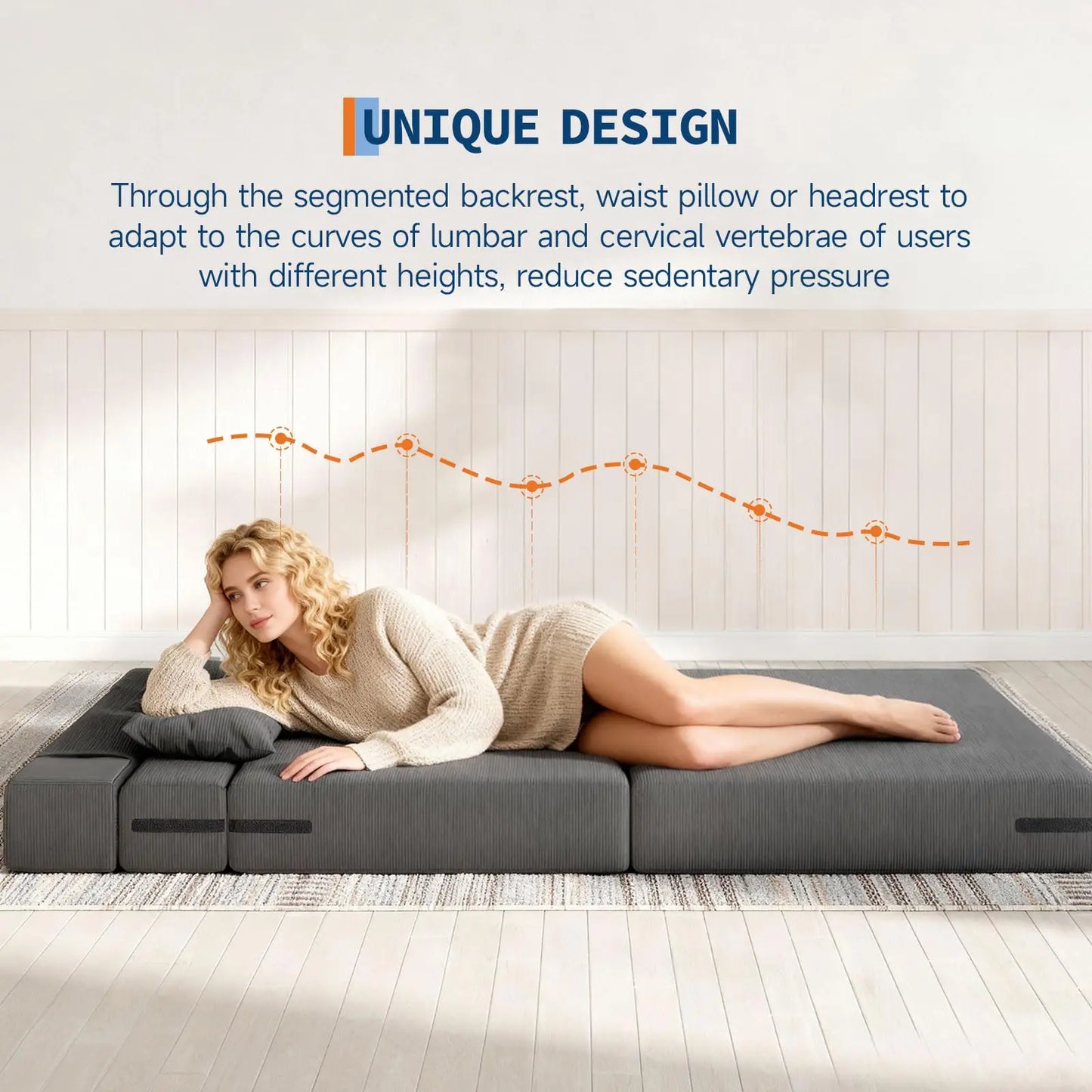 HobbyLane CN 4-in-1 Folding Sofa Bed Convertible Sleeper With Pillow