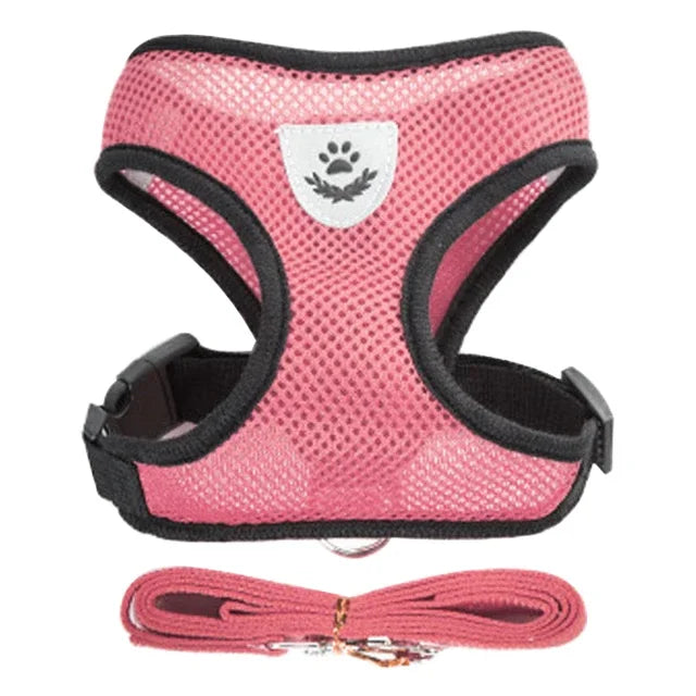 Cat Adjustable Mesh Harness Vest With Leash For Small Pets