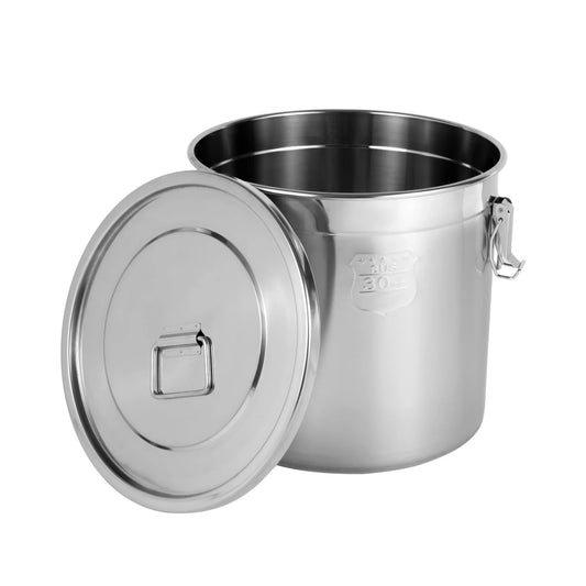 Airtight Food Storage Container 33L Large Capacity, 304 Stainless Steel Bucket with Locking Lid for Rice, Flour, Cereals