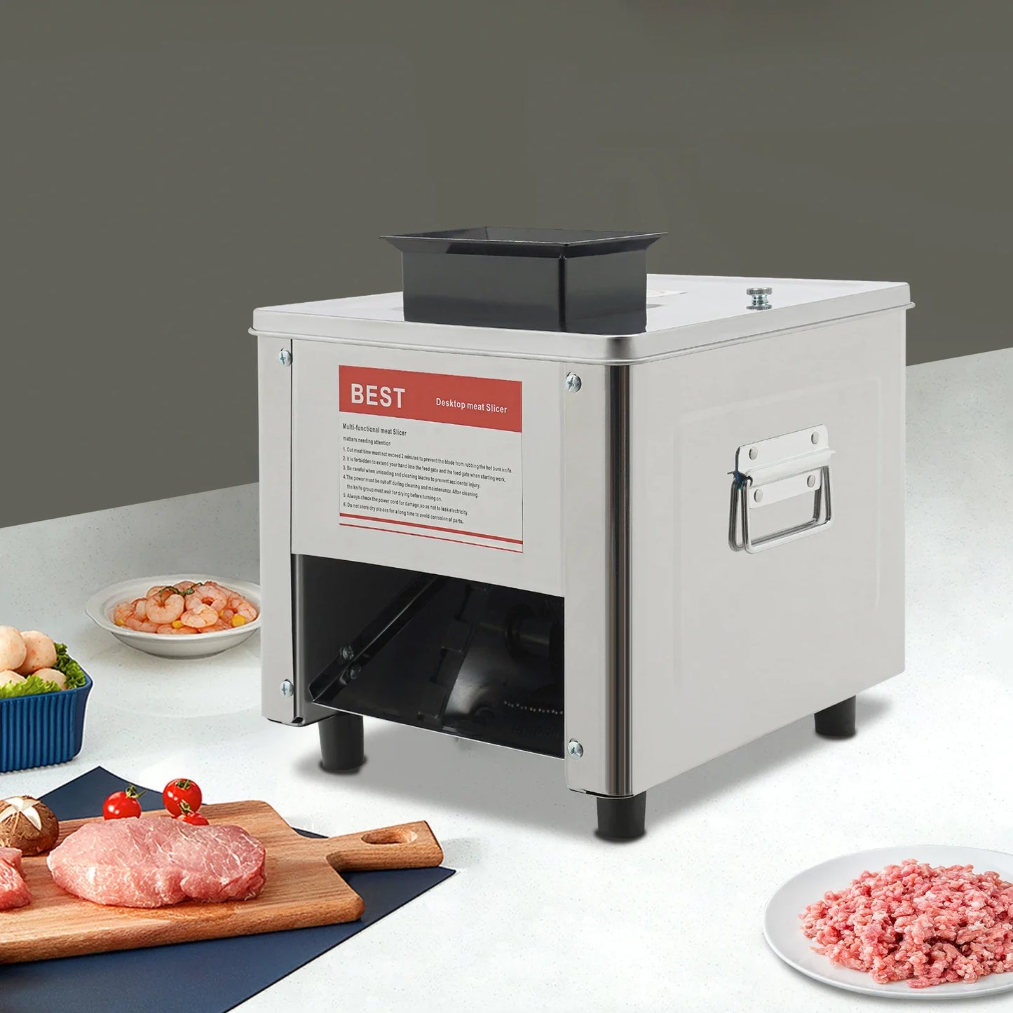 850W Electric Meat Cutter Machine, Stainless Steel Meat Slicer,310r/min Kitchen Meat Cutting Machine US Standard 110V