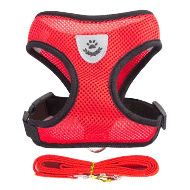 Cat Adjustable Mesh Harness Vest With Leash For Small Pets